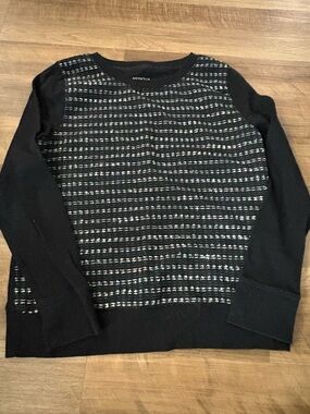 Merona Black Tweed-Style Front Crew Sweater